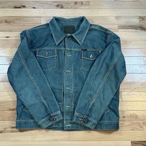 Vintage Guess USA Denim Jacket Mens XXL Trucker 90s USA Made Green Tint Biker